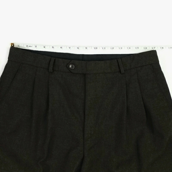 Vintage 7 Collection Brown Pleated Front Tapered Cuffed Wool Dress Pants Mens 34 - Picture 9 of 14